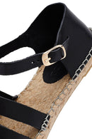 Woman Black Leather Espadrilles | Derimod Woman Black Leather Espadrilles | Derimod