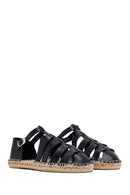 Woman Black Leather Espadrilles | Derimod Woman Black Leather Espadrilles | Derimod
