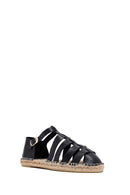 Woman Black Leather Espadrilles | Derimod Woman Black Leather Espadrilles | Derimod