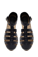 Woman Black Leather Espadrilles | Derimod Woman Black Leather Espadrilles | Derimod