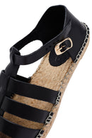 Woman Black Leather Espadrilles | Derimod Woman Black Leather Espadrilles | Derimod