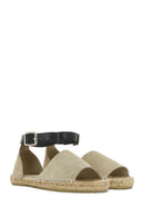 Women's Beige Suede Ankle Strap Espadrilles | Derimod Women's Beige Suede Ankle Strap Espadrilles | Derimod