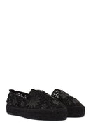 Women's Black Patterned Espadrilles | Derimod Women's Black Patterned Espadrilles | Derimod