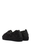 Women's Black Patterned Espadrilles | Derimod Women's Black Patterned Espadrilles | Derimod