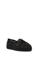 Women's Black Patterned Espadrilles | Derimod Women's Black Patterned Espadrilles | Derimod
