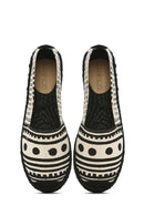 Kastamonu Stone Print Women's Black Patterned Espadrilles | Derimod Kastamonu Stone Print Women's Black Patterned Espadrilles | Derimod