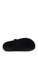 Women's Black Banded Quilted Patterned Leather Slippers | Derimod Women's Black Banded Quilted Patterned Leather Slippers | Derimod