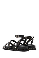 Women's Black Ankle Strap Metal Detailed Leather Sandals | Derimod Women's Black Ankle Strap Metal Detailed Leather Sandals | Derimod