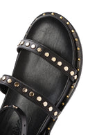 Women's Black Ankle Strap Metal Detailed Leather Sandals | Derimod Women's Black Ankle Strap Metal Detailed Leather Sandals | Derimod