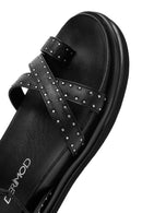 Women's Black Leather Sandals with Metal Buckle Ankle Detail | Derimod Women's Black Leather Sandals with Metal Buckle Ankle Detail | Derimod