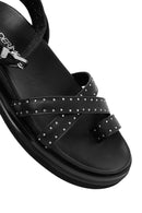 Women's Black Leather Sandals with Metal Buckle Ankle Detail | Derimod Women's Black Leather Sandals with Metal Buckle Ankle Detail | Derimod