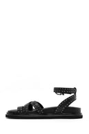 Women's Black Leather Sandals with Metal Buckle Ankle Detail | Derimod Women's Black Leather Sandals with Metal Buckle Ankle Detail | Derimod