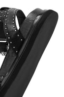 Women's Black Leather Sandals with Metal Buckle Ankle Detail | Derimod Women's Black Leather Sandals with Metal Buckle Ankle Detail | Derimod