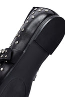 Women's Black Buckled Stoned Leather Ballerinas | Derimod Women's Black Buckled Stoned Leather Ballerinas | Derimod