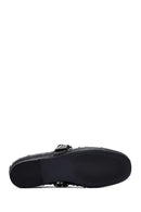 Women's Black Buckled Stoned Leather Ballerinas | Derimod Women's Black Buckled Stoned Leather Ballerinas | Derimod