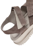 Women's Mink Double Strap Suede Leather Sandals | Derimod Women's Mink Double Strap Suede Leather Sandals | Derimod