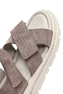 Women's Mink Double Strap Suede Leather Sandals | Derimod Women's Mink Double Strap Suede Leather Sandals | Derimod