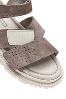Women's Mink Double Strap Suede Leather Sandals | Derimod Women's Mink Double Strap Suede Leather Sandals | Derimod