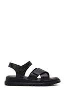Women's Black Strappy Thick-Sole Leather Sandals | Derimod Women's Black Strappy Thick-Sole Leather Sandals | Derimod