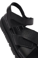 Women's Black Strappy Thick-Sole Leather Sandals | Derimod Women's Black Strappy Thick-Sole Leather Sandals | Derimod