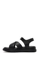 Women's Black Strappy Thick-Sole Leather Sandals | Derimod Women's Black Strappy Thick-Sole Leather Sandals | Derimod