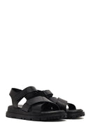 Women's Black Strappy Thick-Sole Leather Sandals | Derimod Women's Black Strappy Thick-Sole Leather Sandals | Derimod