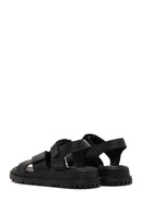 Women's Black Strappy Thick-Sole Leather Sandals | Derimod Women's Black Strappy Thick-Sole Leather Sandals | Derimod