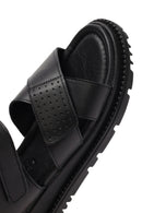 Women's Black Strappy Thick-Sole Leather Sandals | Derimod Women's Black Strappy Thick-Sole Leather Sandals | Derimod