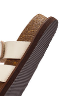Women's White Strappy Leather Slippers | Derimod Women's White Strappy Leather Slippers | Derimod