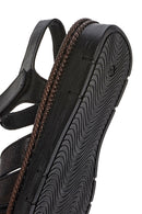Kadın Siyah Bantlı Deri Comfort Sandalet | Derimod Kadın Siyah Bantlı Deri Comfort Sandalet | Derimod