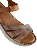 Kadın Taba Bantlı Deri Comfort Sandalet | Derimod Kadın Taba Bantlı Deri Comfort Sandalet | Derimod