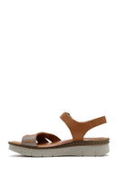 Kadın Taba Bantlı Deri Comfort Sandalet | Derimod Kadın Taba Bantlı Deri Comfort Sandalet | Derimod