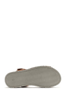 Kadın Taba Bantlı Deri Comfort Sandalet | Derimod Kadın Taba Bantlı Deri Comfort Sandalet | Derimod