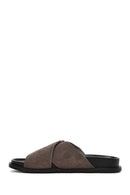 Women's Mink Buckled Suede Leather Slippers | Derimod Women's Mink Buckled Suede Leather Slippers | Derimod