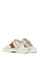 Women's Beige Buckle Suede Leather Slippers | Derimod Women's Beige Buckle Suede Leather Slippers | Derimod