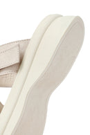 Women's Beige Buckle Suede Leather Slippers | Derimod Women's Beige Buckle Suede Leather Slippers | Derimod