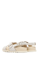 Women's Beige Buckled Suede Leather Sandals | Derimod Women's Beige Buckled Suede Leather Sandals | Derimod