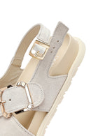 Women's Beige Buckled Suede Leather Sandals | Derimod Women's Beige Buckled Suede Leather Sandals | Derimod