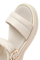 Women's Beige Leather Ankle Buckle Sandals | Derimod Women's Beige Leather Ankle Buckle Sandals | Derimod