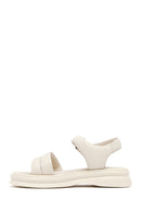 Women's Beige Leather Ankle Buckle Sandals | Derimod Women's Beige Leather Ankle Buckle Sandals | Derimod