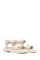 Women's Beige Leather Ankle Buckle Sandals | Derimod Women's Beige Leather Ankle Buckle Sandals | Derimod