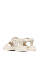 Women's Beige Leather Ankle Buckle Sandals | Derimod Women's Beige Leather Ankle Buckle Sandals | Derimod
