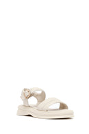 Women's Beige Leather Ankle Buckle Sandals | Derimod Women's Beige Leather Ankle Buckle Sandals | Derimod