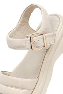 Women's Beige Leather Ankle Buckle Sandals | Derimod Women's Beige Leather Ankle Buckle Sandals | Derimod