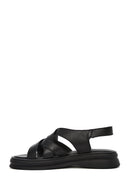 Women's Black Back Strap Leather Sandals | Derimod Women's Black Back Strap Leather Sandals | Derimod