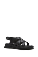 Women's Black Back Strap Leather Sandals | Derimod Women's Black Back Strap Leather Sandals | Derimod