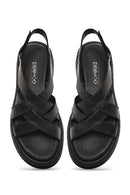 Women's Black Back Strap Leather Sandals | Derimod Women's Black Back Strap Leather Sandals | Derimod