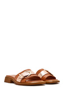 Women's Tan Buckle Leather Slippers | Derimod Women's Tan Buckle Leather Slippers | Derimod