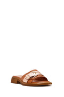 Women's Tan Buckle Leather Slippers | Derimod Women's Tan Buckle Leather Slippers | Derimod