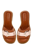 Women's Tan Buckle Leather Slippers | Derimod Women's Tan Buckle Leather Slippers | Derimod
